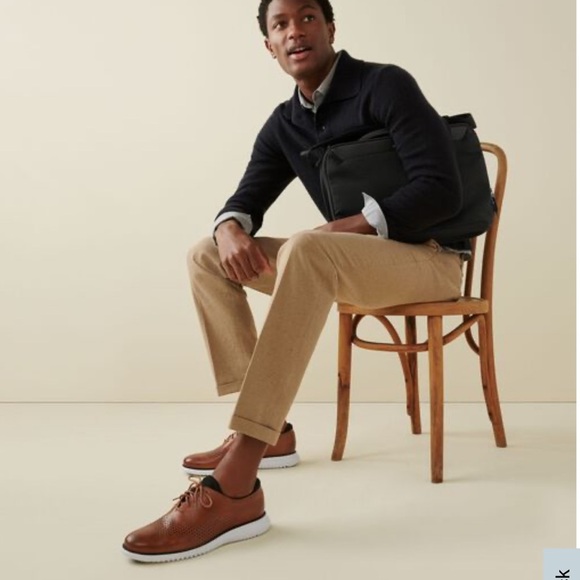 Cole Haan Men’s zero Grand laser Oxford wingtip brown black white lace up shoe main image 9